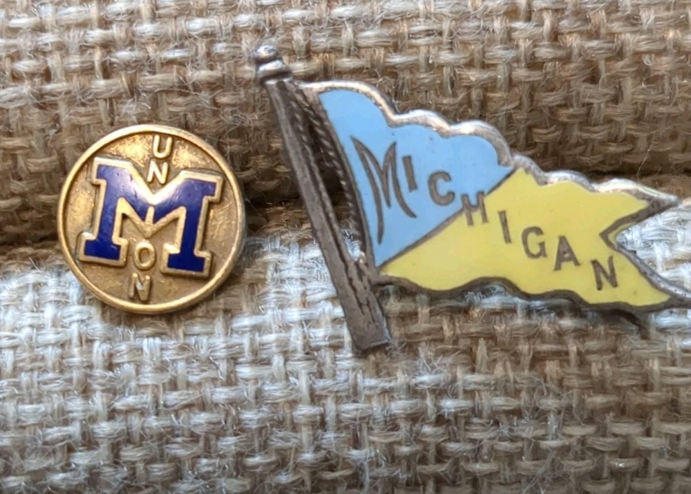 Vintage University of Michigan Union Lapel Pin Michigan Antique Flag Pin