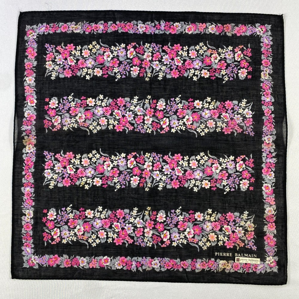 Vintage Pierre Balmain Handkerchief Neckerchief Bandana Pocket Square