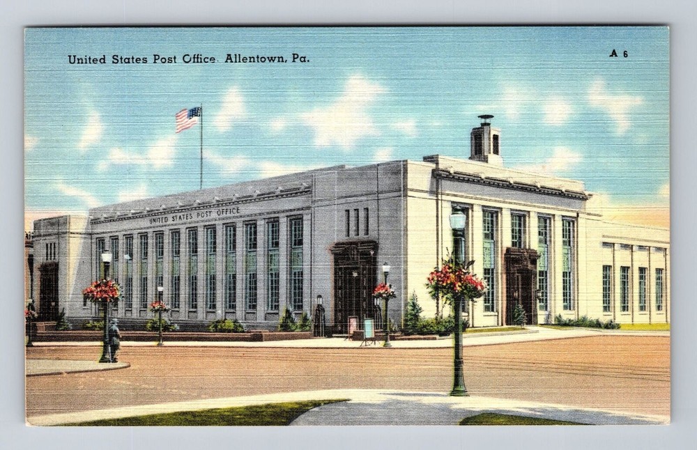 Allentown PA-Pennsylvania, United States Post Office, Vintage Postcard
