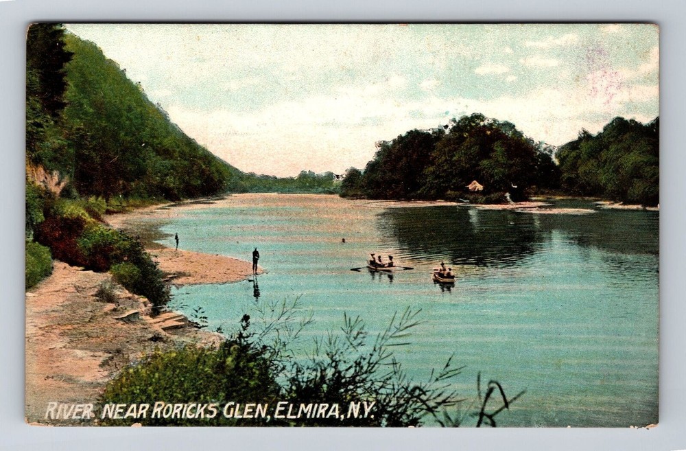 Elmira NY-New York, River Near Roricks Glen, Antique, Vintage Postcard