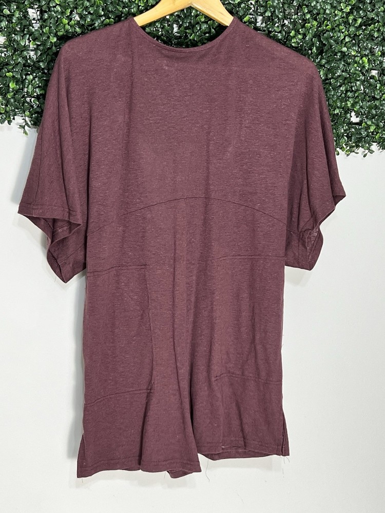 Free People ANDI Open Back Linen Blend Romper Playsuit Purple Mauve Extra Small