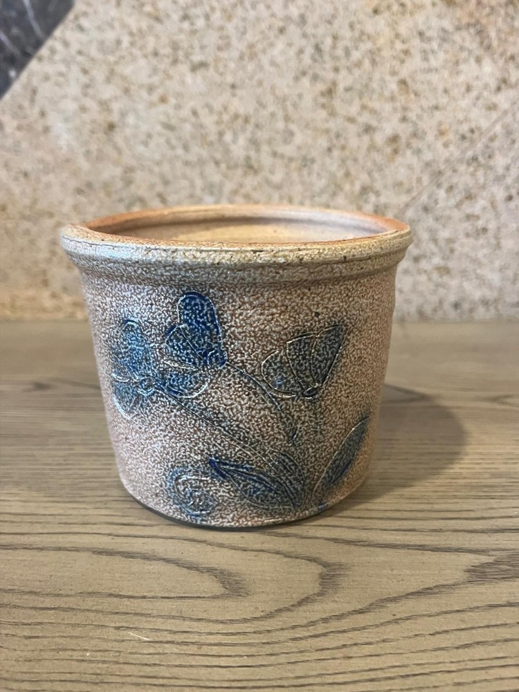 Vintage BBP Salt Glazed Pottery Stoneware Crock w/ Floral Pattern 5 1/2