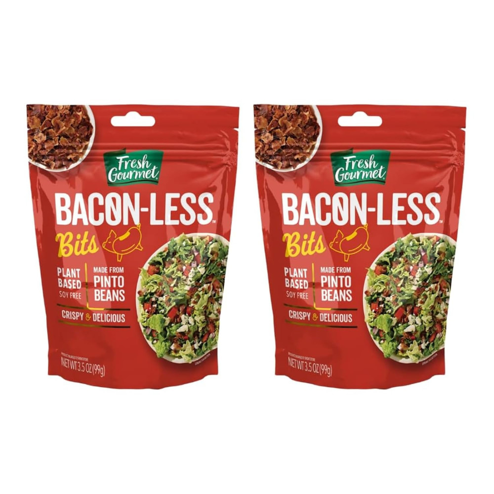 Vegan Bacon-Less Bits - 3.5 Oz Plant-Based Topping for Salads, Potatoes, Soups,