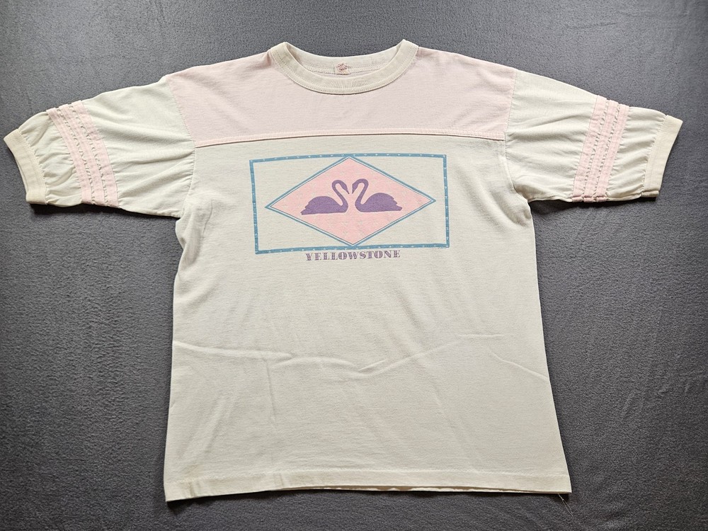 VINTAGE 70s 80s Yellowstone National Park Ringer T-shirt Made In USA Size Medium