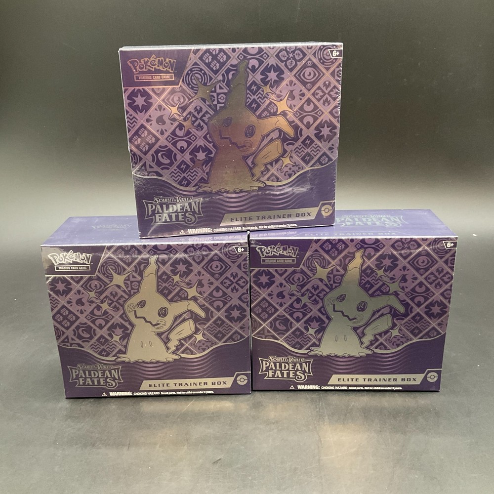 Lot of (3) Pokemon TCG Paldean Fates Elite Trainer Boxes SEALED ETBPROBSTEIN is actively accepting consignments !!