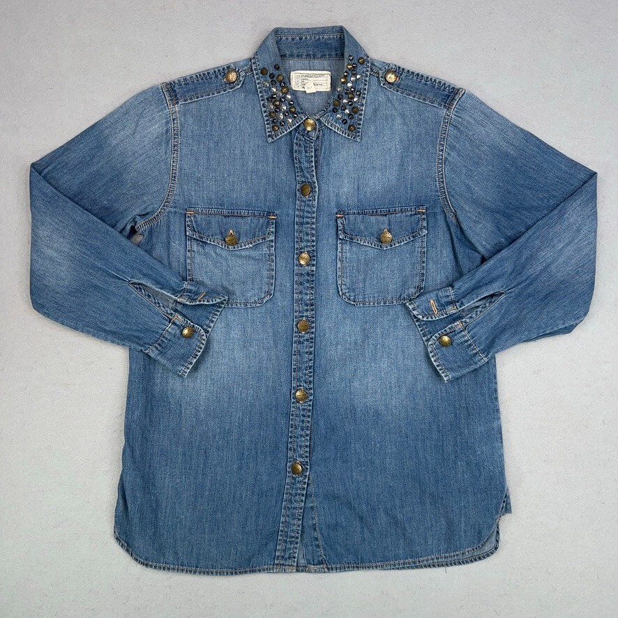 Current Elliott Women's Edgy Miner Multi Stud Chambray Shirt