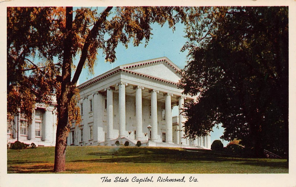 Richmond VA Virginia Downtown State Capitol 1950s Court House Vtg Postcard O8