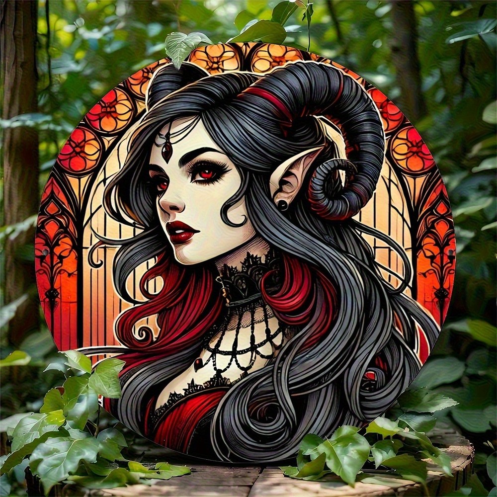 Gothic Style Vampire Theme Round Aluminum Sign 8X8Inch