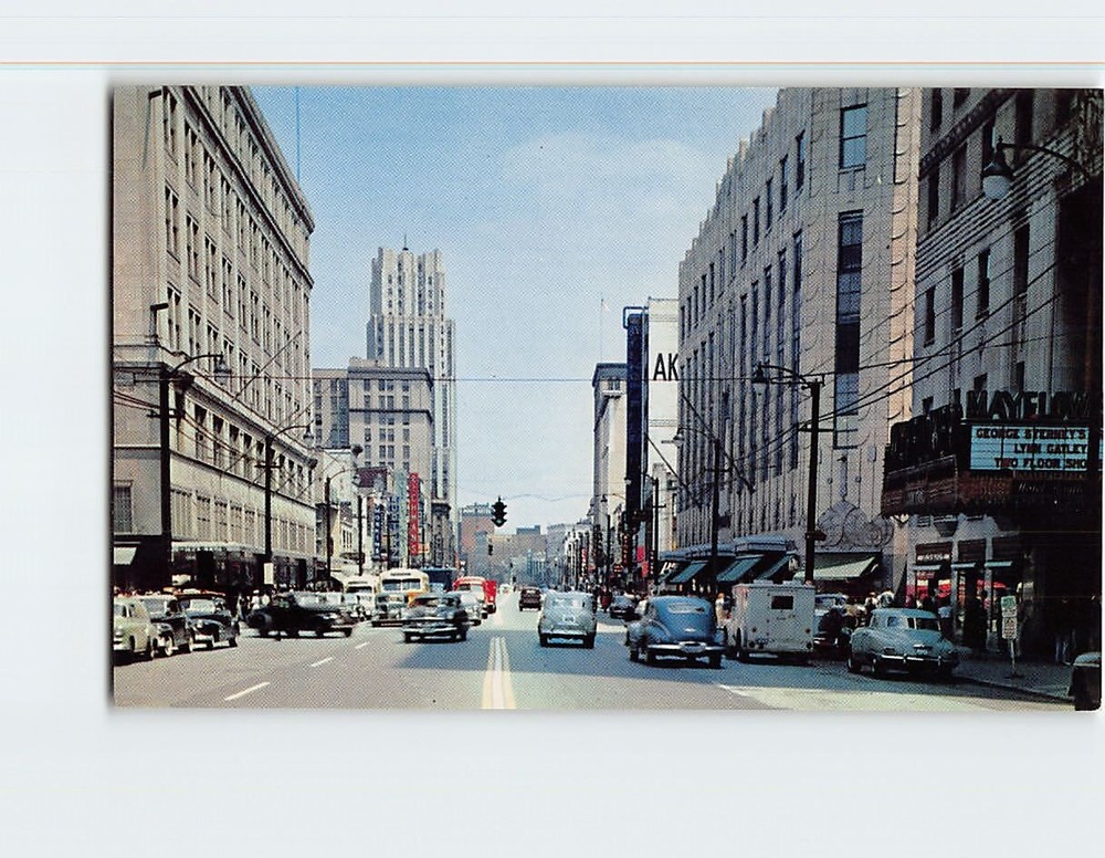 Postcard Main Street, looking north, Akron, Ohio