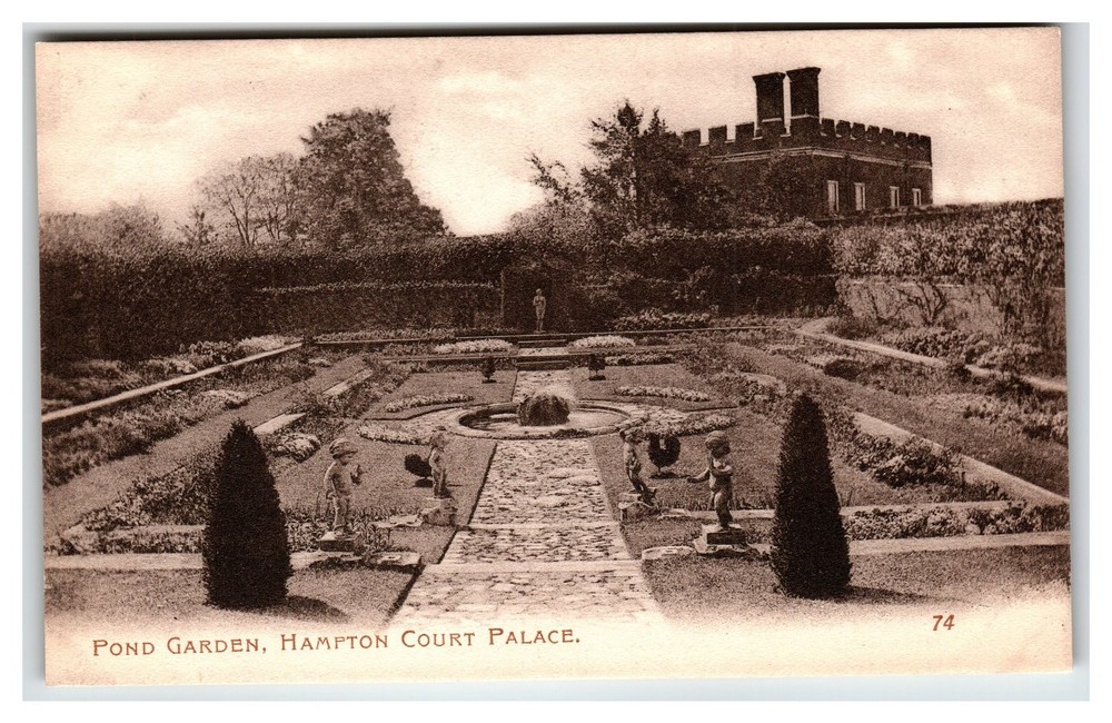 Hampton Court Palace Pond Garden Morland Series Sepia Postcard England