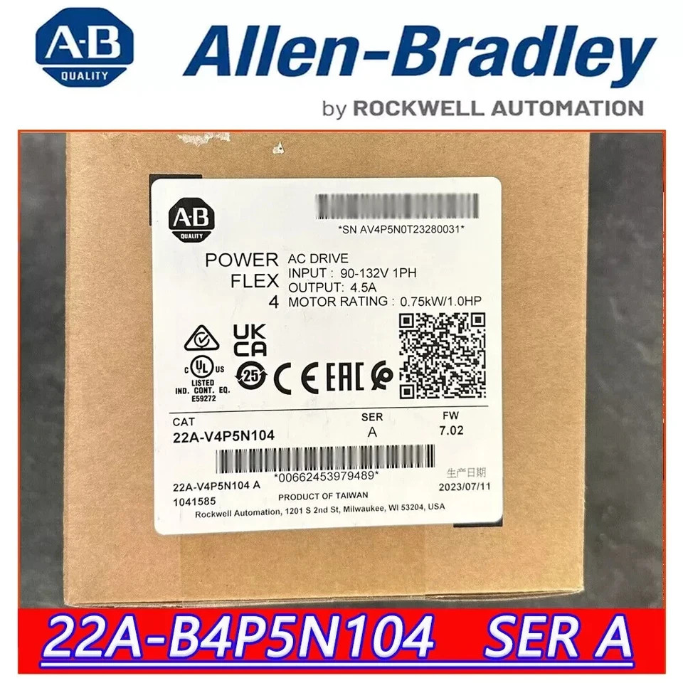 NEW Allen-Bradley 22A-V4P5N104 PowerFlex 4 AC Drive 0.75 kW 1 HP 22AV4P5N104