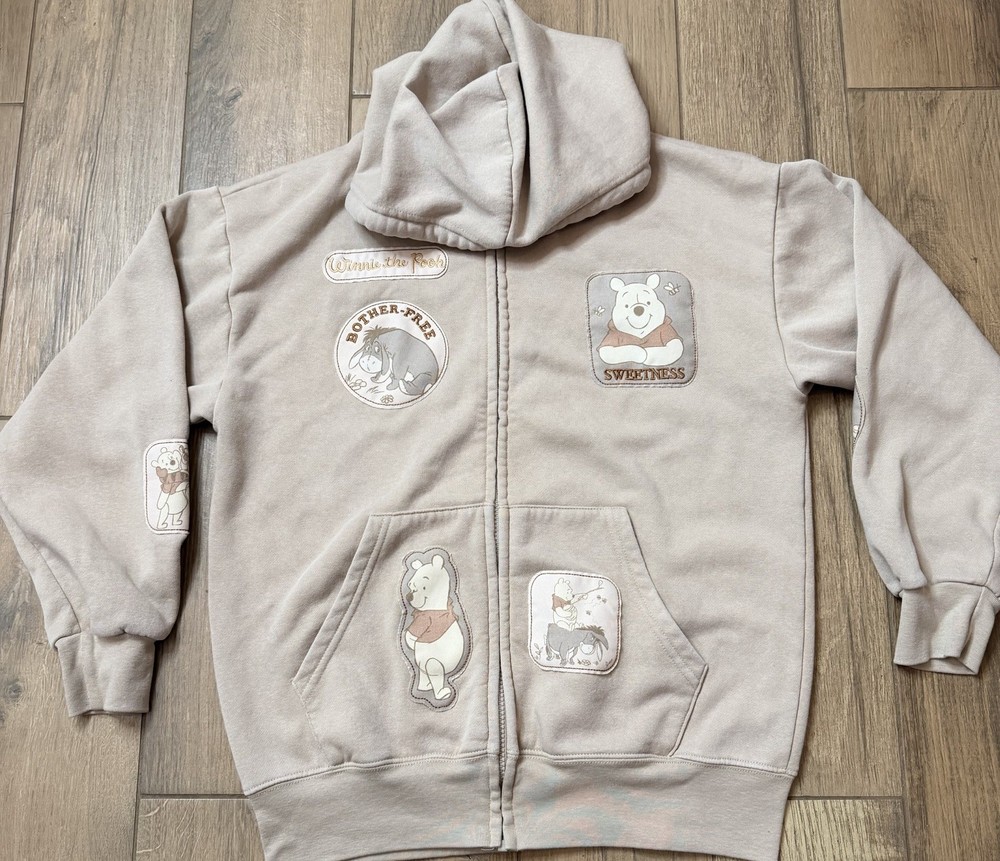 Disney Winnie The Pooh Women’s XSmall Eeyore Patch Hoodie Full Zip Y2K