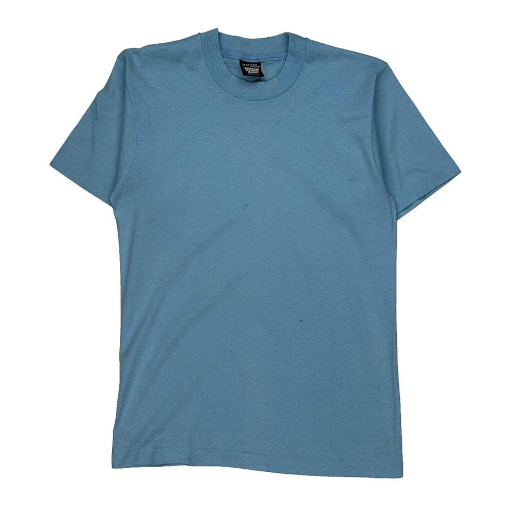 Blank Screen Stars Single Stitch T-Shirt - Medium Blue Cotton Blend