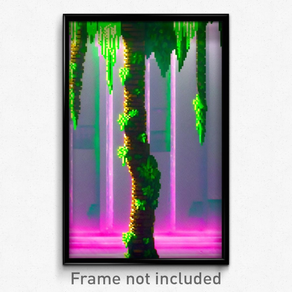 Pixel Art Poster - Slimy Heights (8 Bit Psychedelic Trippy Video Game Print)