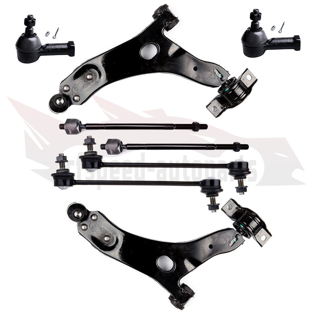 8PCS Front Lower Control Arms Tie Rods Suspension Parts For 2006-2011 Ford Focus