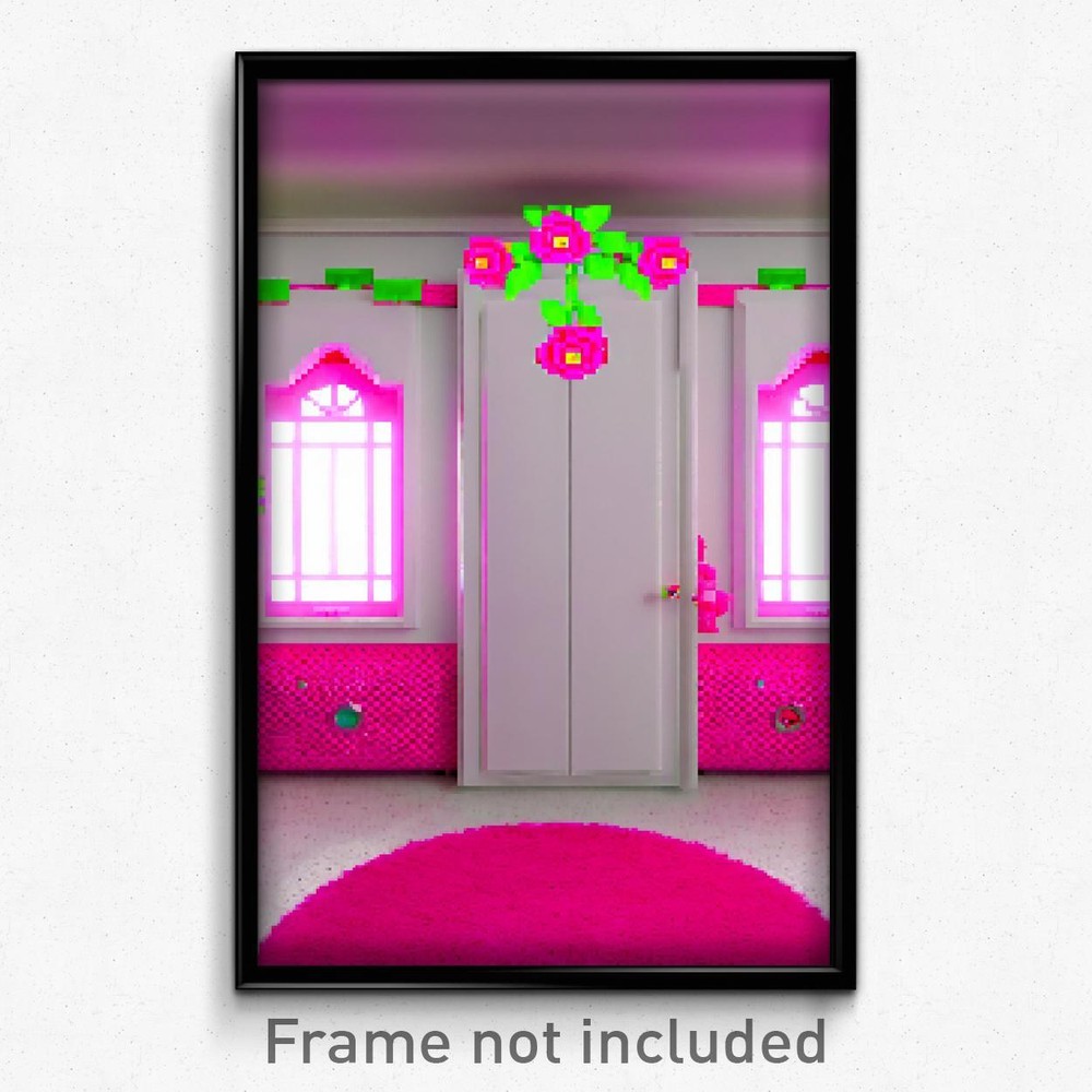 8-Bit Psychedelic Pixel Art Poster - Rosy Room Trippy Game Print