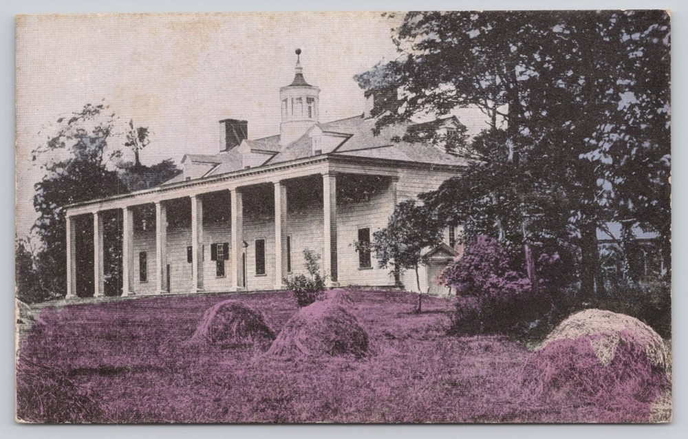Vintage Mt. Vernon George Washington Home Postcard Hand-Tinted Hay Bales