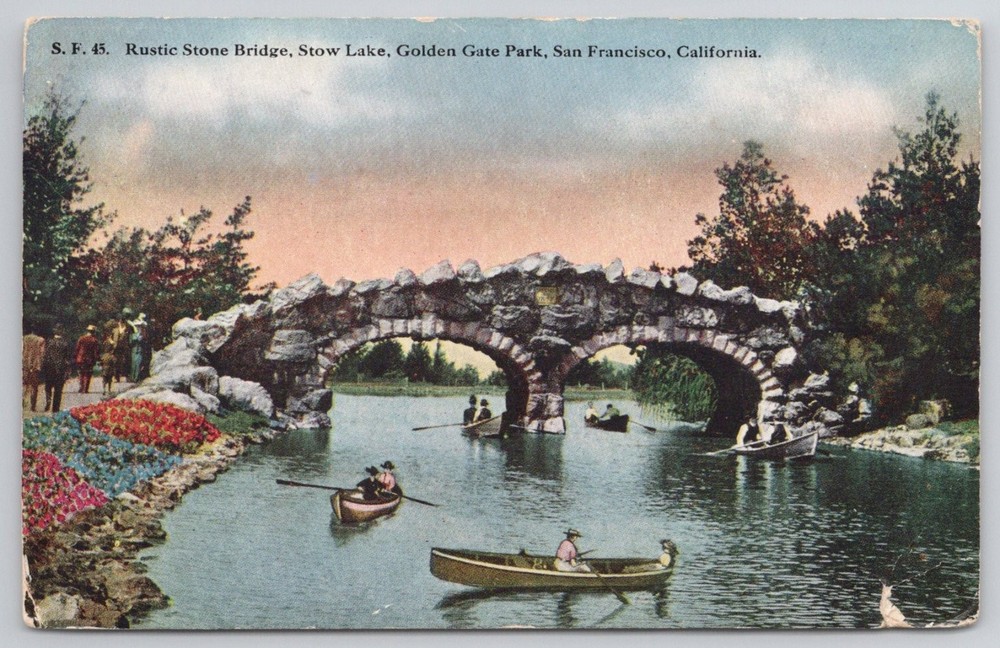 Rustic Stone Bridge Stow Lake Golden Gate Park San Francisco CA Postcard