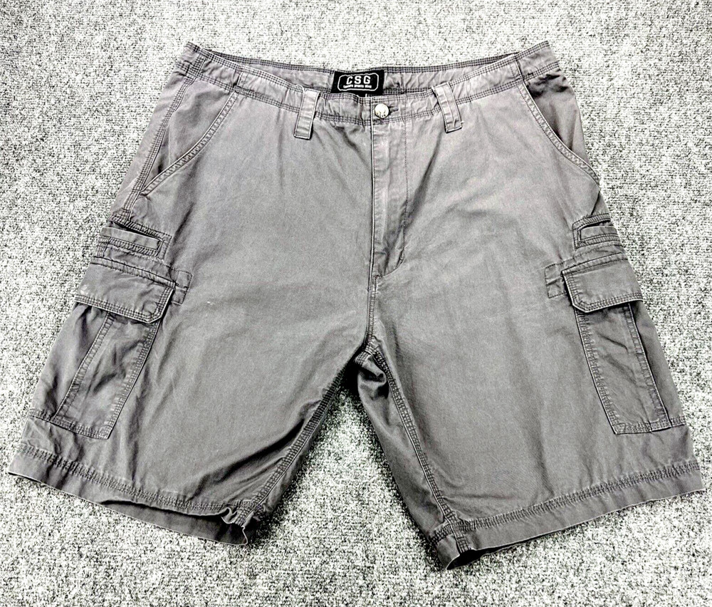 CSG Cargo Shorts Men's 40 Gray Cotton Outdoor Casual Work Utility Y2K