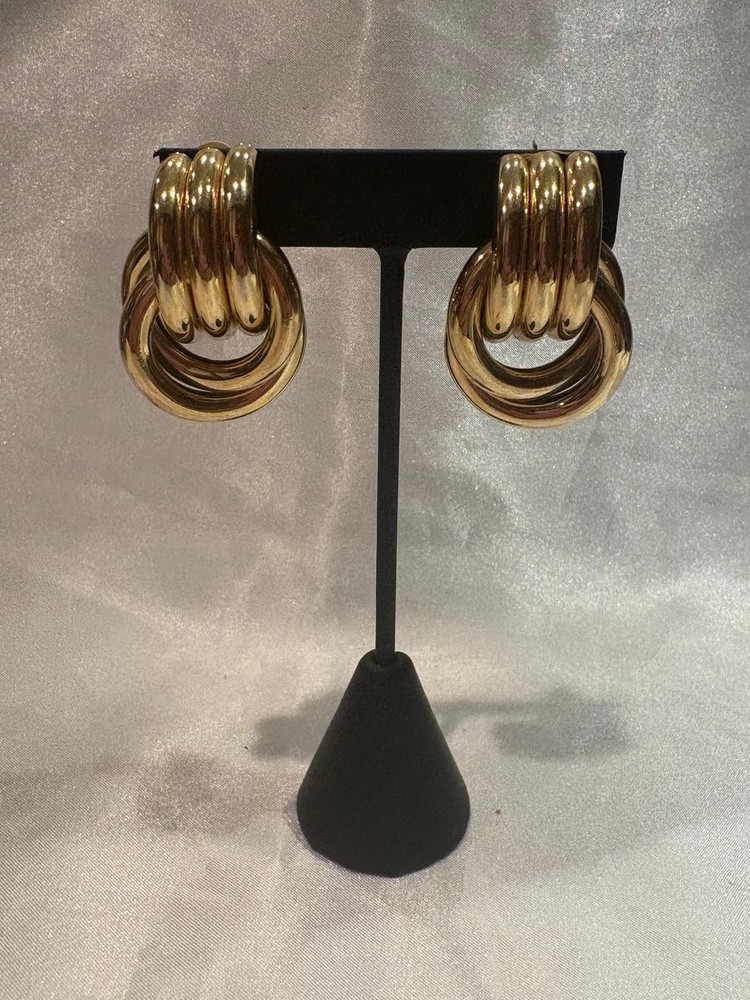 Vintage Givenchy Signed Gold Tone Door Knocker Earrings Rare