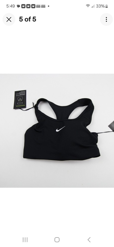 Nike Sports Bra Women's Black Classic Dry Medium  Compression Support Sz L