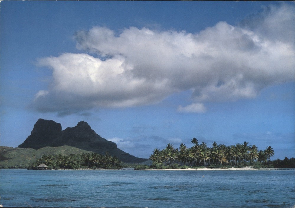 Bora-Bora, French Polynesia Tropical Mountain Island Palm Trees Vintage Postcard