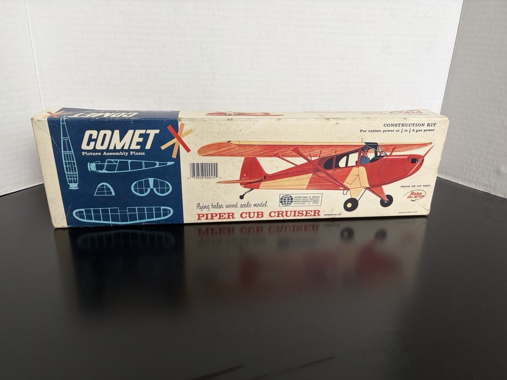 Vintage Comet Balsa model plane kit complete Piper Cub Cruiser