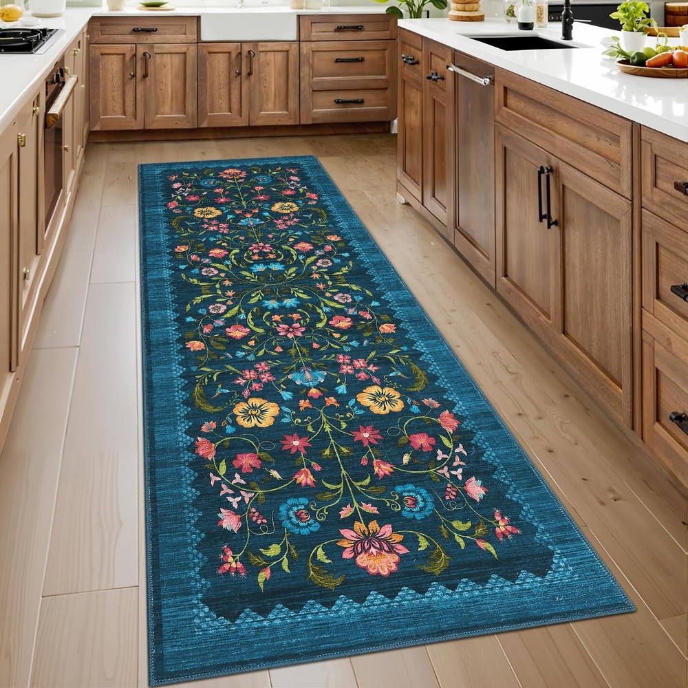 Floral Rug 2x6 Runners for Hallways, Boho Kitchen Runner Rugs Non Slip Bath R...