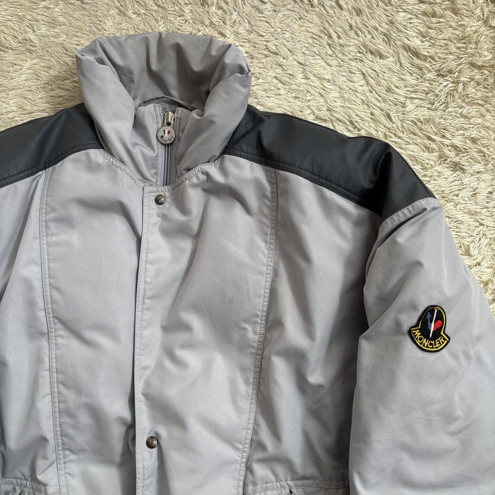 MONCLER x ASICS Gray Vintage Down Jacket with Stand Collar Zip-Up from Japan RIN