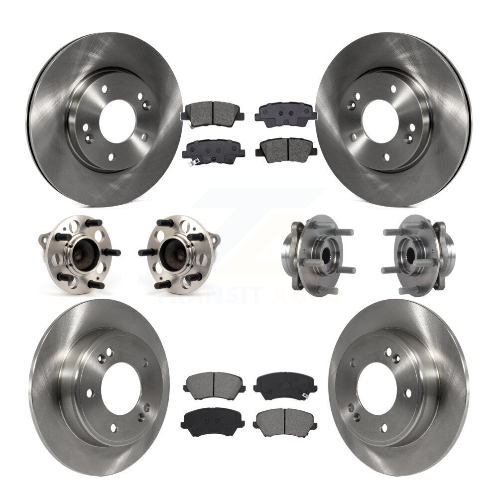 Front Rear Hub Bearing Brake Rotor Pads Kit 10Pc for 2017 Hyundai Elantra