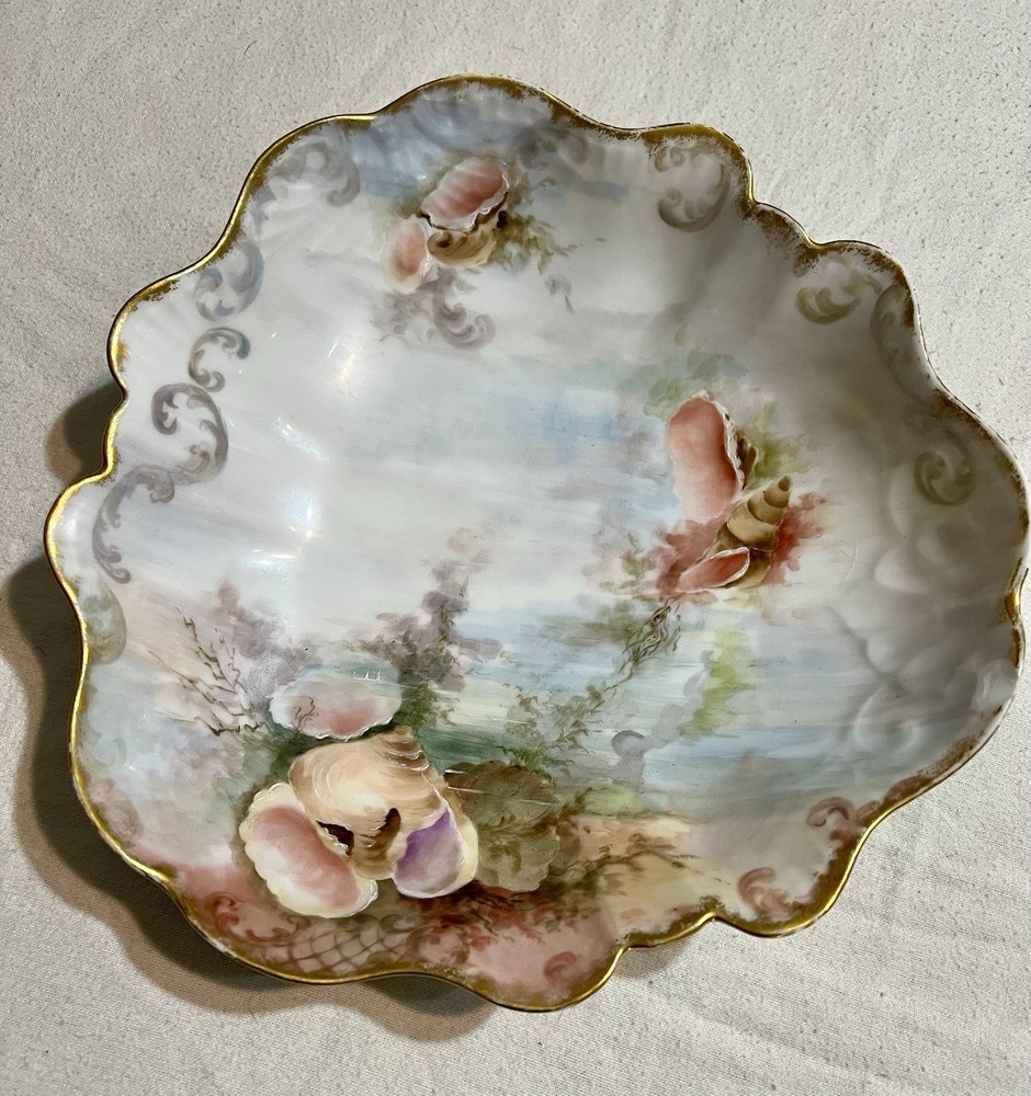 Personalized Limoges Hand Painted Porcelain Dish With Cherubs & Gilded Trim 10”