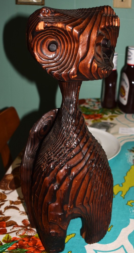 Vintage 1960's MCM Witco Carved Tiki CAT Magazine Stand William Westenhaver
