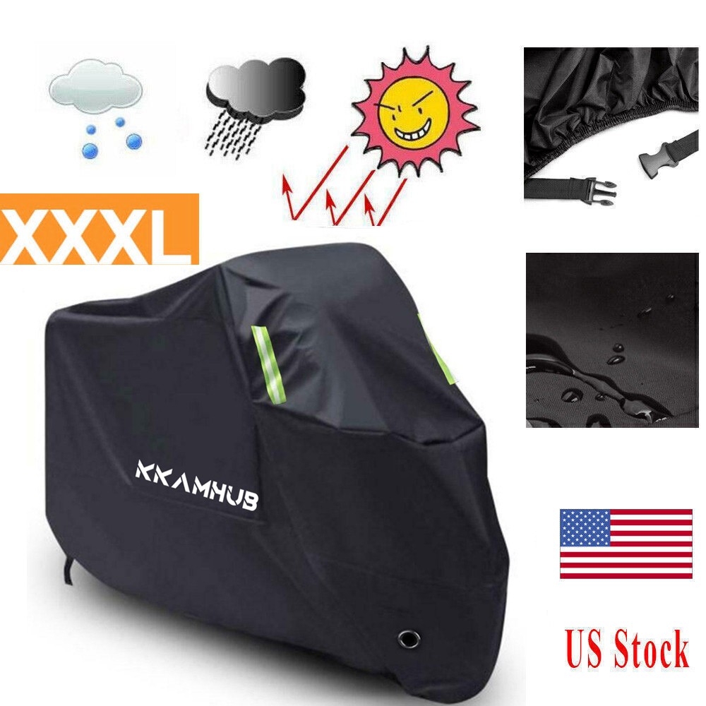 Motorcycle 3XL Cover Waterproof for Winter Outside Storage Snow Rain Sun