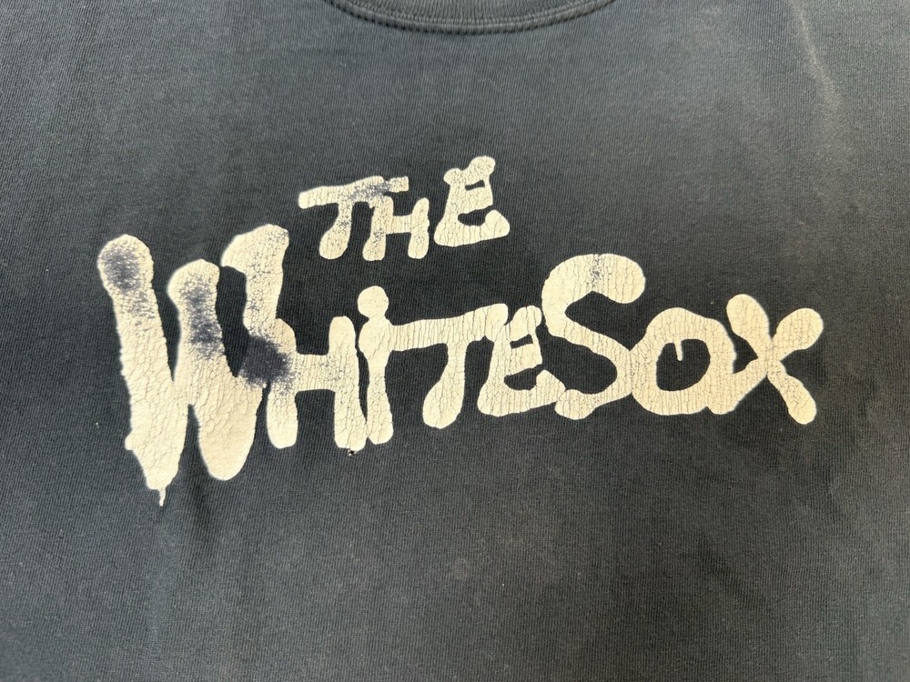 Vintage Chicago White Sox T Shirt 2XL Black Grunge Paint Splatter Y2K Gildan XL