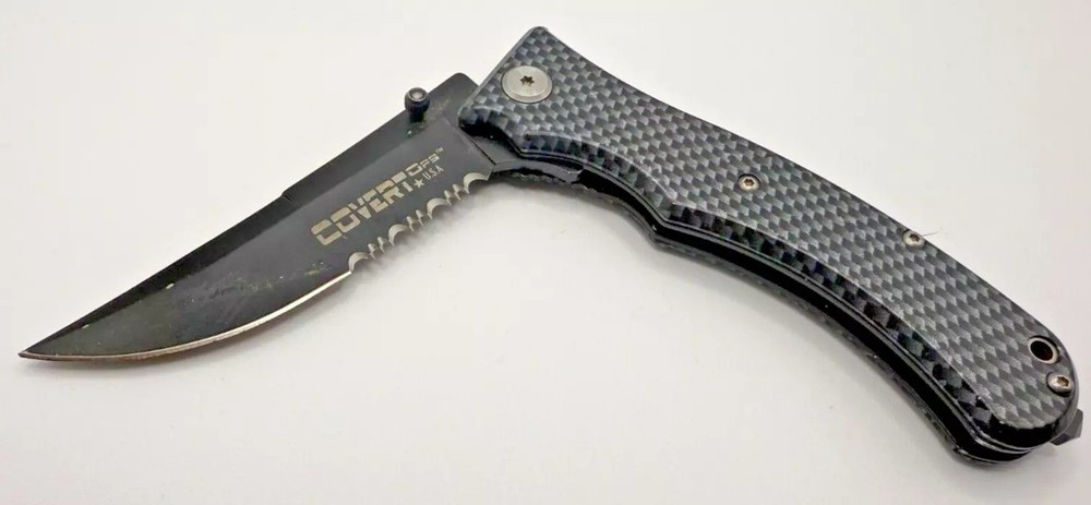 Cobra USA Serrated Folding Knife with Carbon Fiber Handle