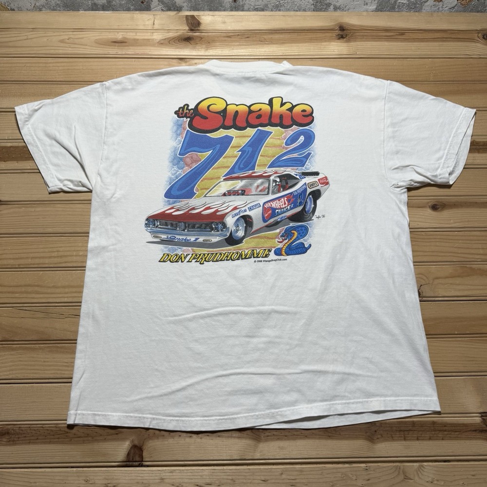 Vintage NHRA Don The Snake Prudhomme Hot Wheels Cuda Dragster Shirt Size XL