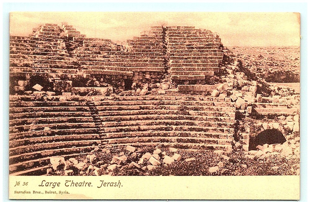 S03-5996, Large Theatre, Jerash, Syria, Antique Postcard