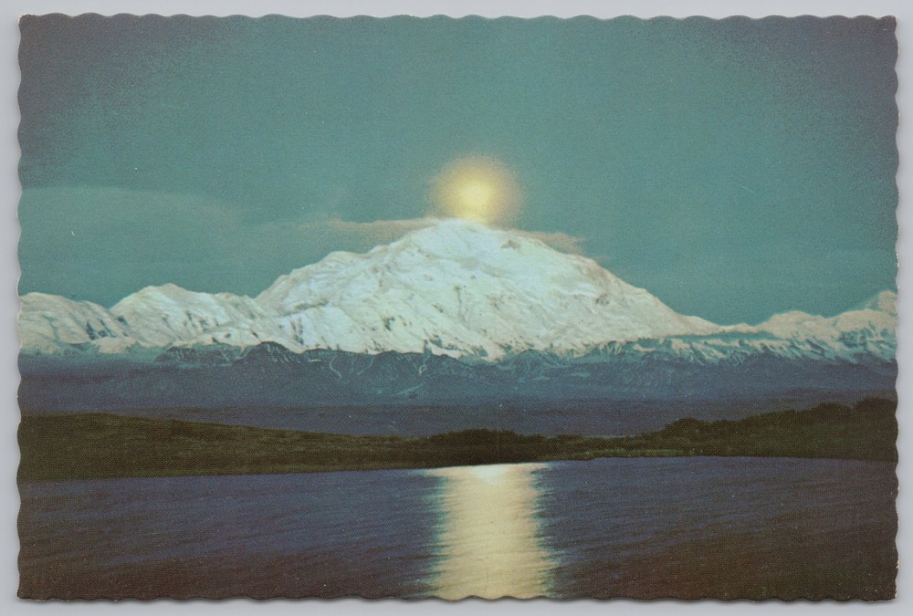 State View~Moon Over Mt McKinley & Wonder Lake In Alaska~Continental Postcard