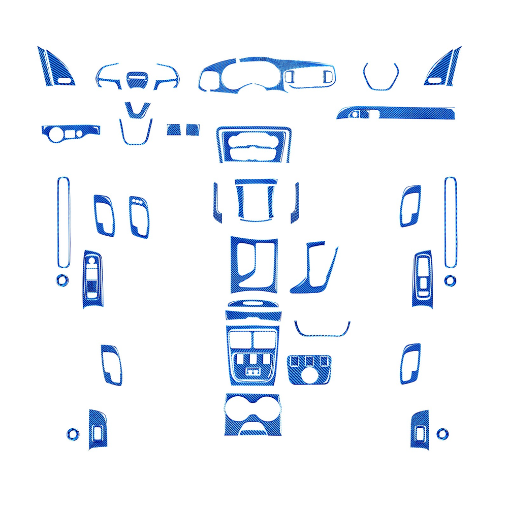 62Pcs Blue Carbon Fiber Kits Whole Interior Trim Cover For Dodge Charger 2015-22