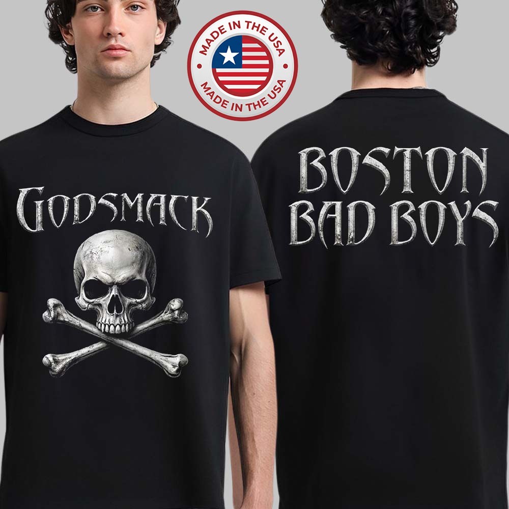 Godsmack The Rise Of Rock World Tour 2026 Boston Bad Boys Skull T-Shirt