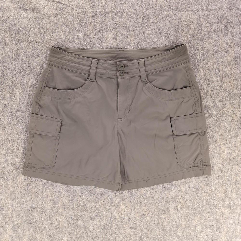 Eddie Bauer Shorts Womens 6 Green Cargo Hiking Travel Pockets Outdoor Casual