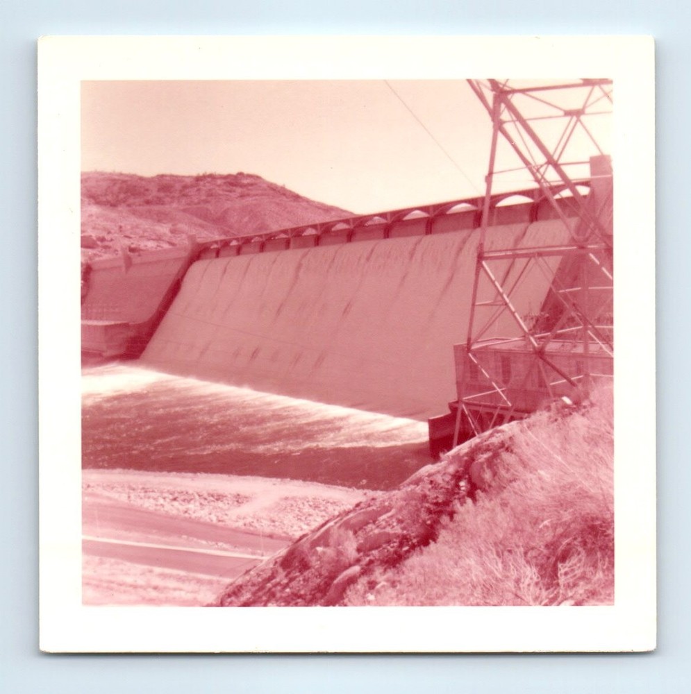 Old Vintage Square Color Photo GRAND COULEE DAM SPILLWAY WASHINGTON LANDSCAPE