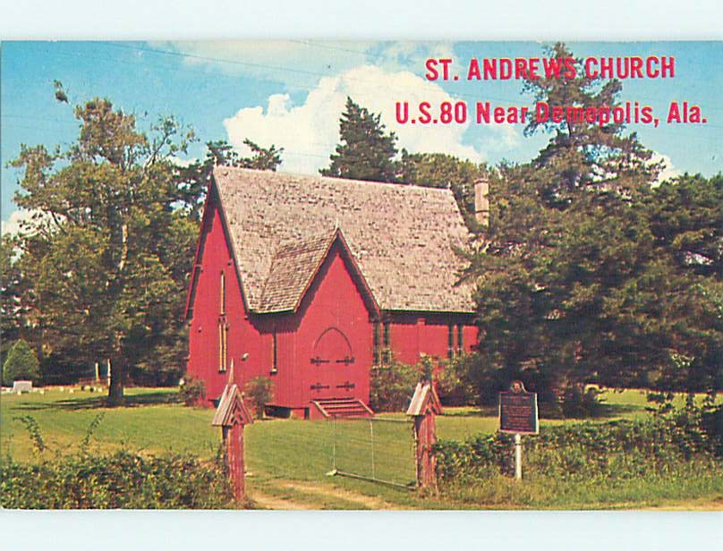 Unused Pre-1980 CHURCH SCENE Prairieville Alabama AL p3334