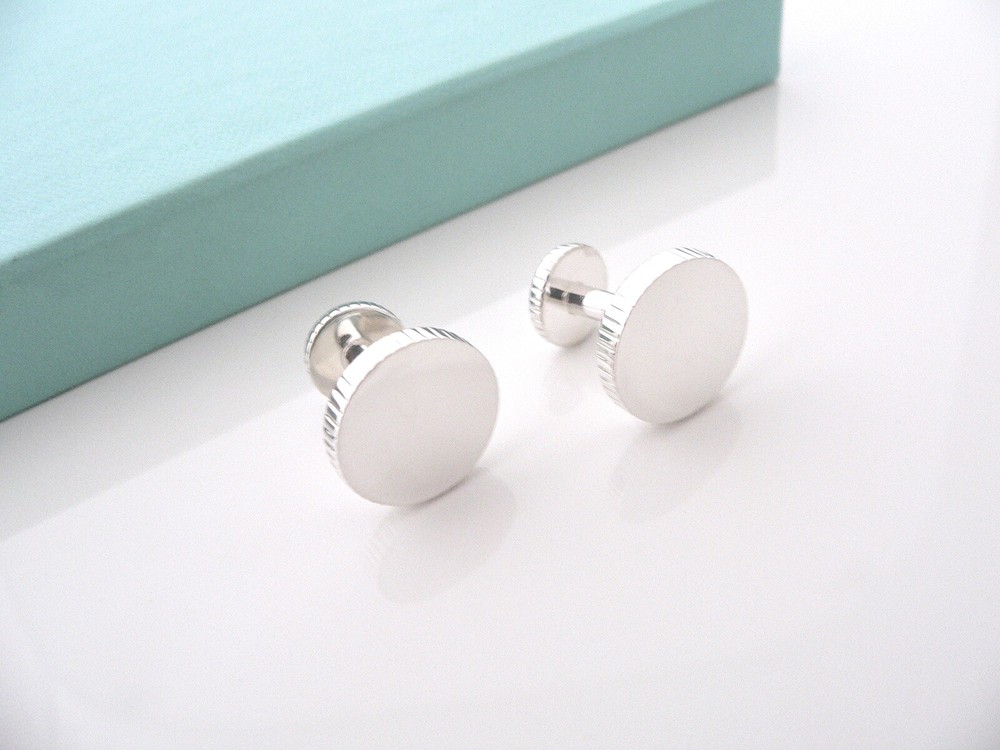 Tiffany & Co Silver Coin Edge Circle Cuff Link Cufflinks Man Gift Love Cool Rare