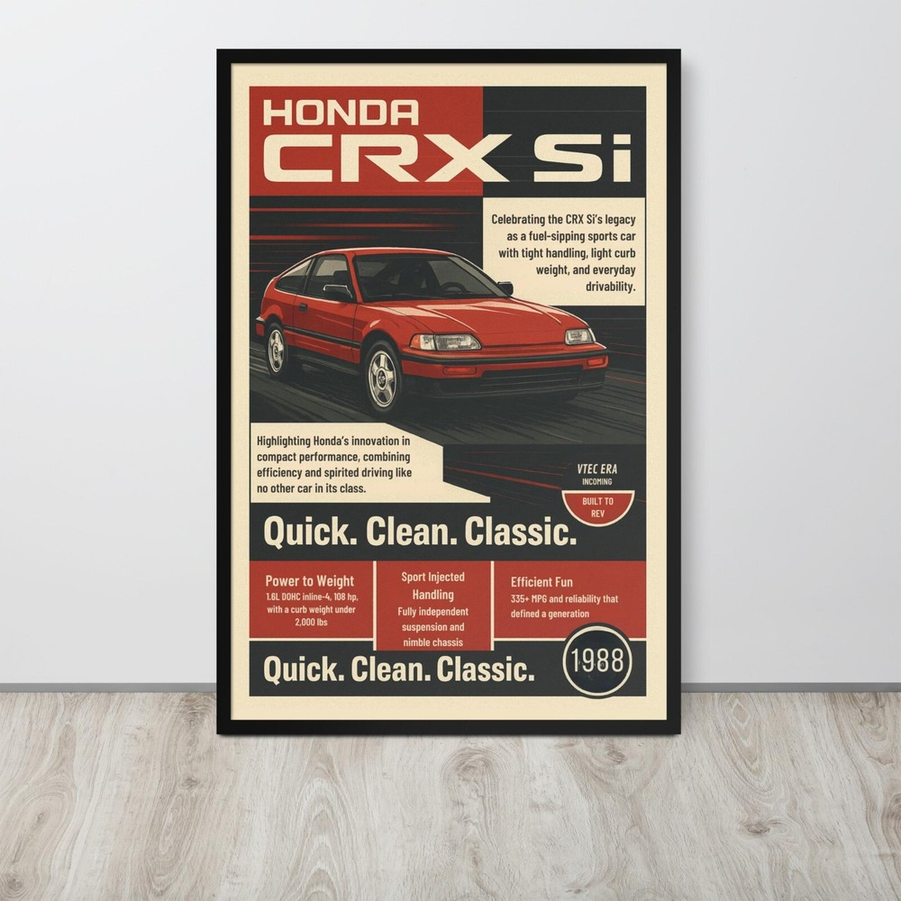 1988 Honda CRX Si Poster – Retro JDM Hatchback Wall Art – Poster Decor