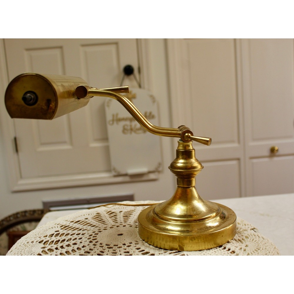 Vintage Brass Bankers Lamp Desk Light Adjustable Arm