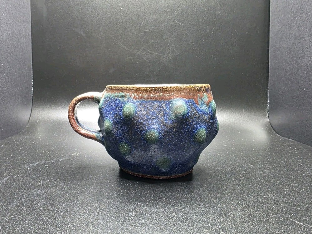 Studio Pottery Coffee Espresso Mug Bumpy Textured Signed 5 oz