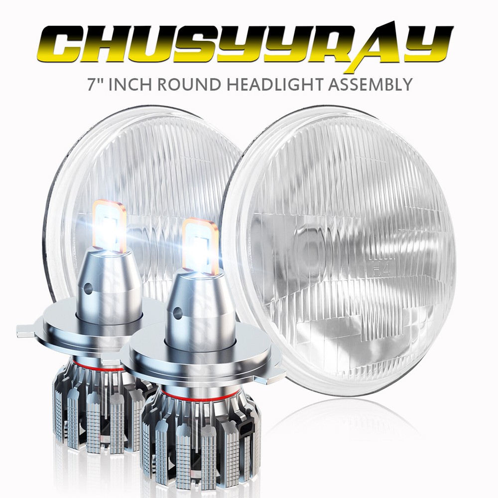 2X Fit Mack R Series 7'' Inch Round LED Headlights Sealed Hi/Lo Beam w/H4 Light