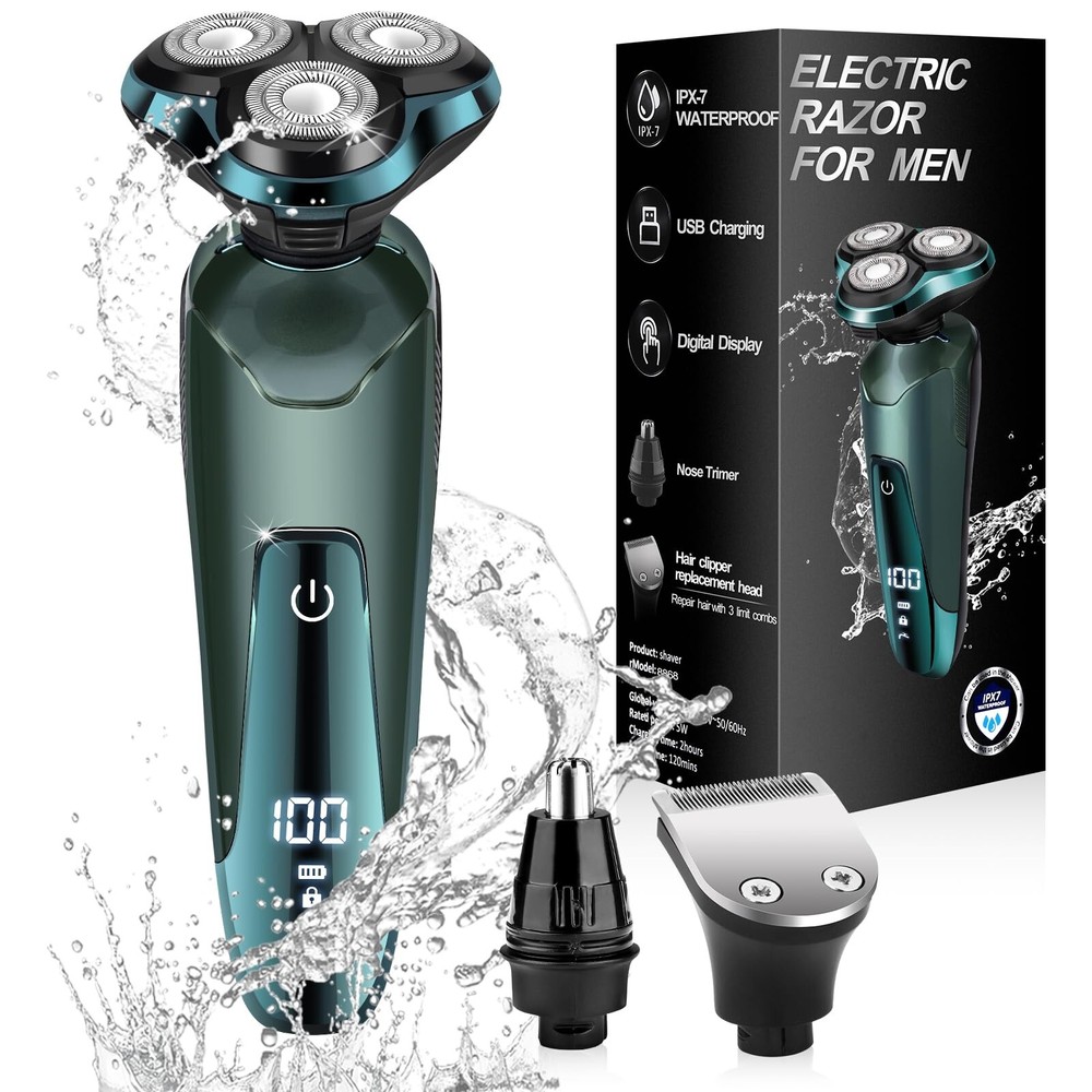 Men's Rechargeable 3D Rotary Electric Razor for Smooth Shaving