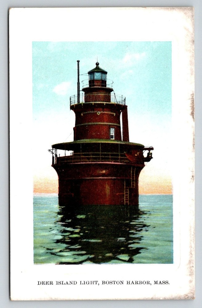 Deer Island Light Boston Harbor MA Lighthouse Souvenir Postcard c1907